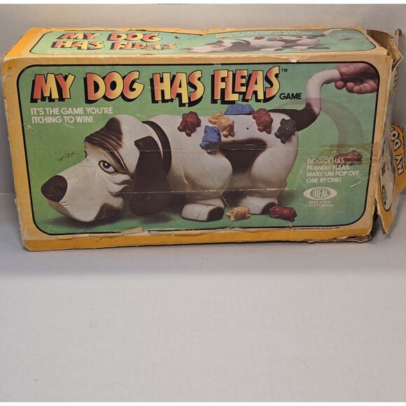 My Dog Has Fleas 1979 Basset Hound Kids Toddler Family Game Box Near Complete - Picture 10 of 12